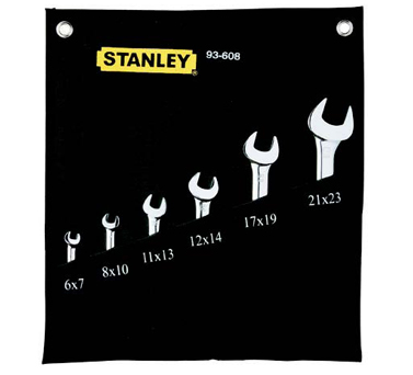 STANLEY史丹利工具93-608-22 6件套公制精拋光雙開口扳手